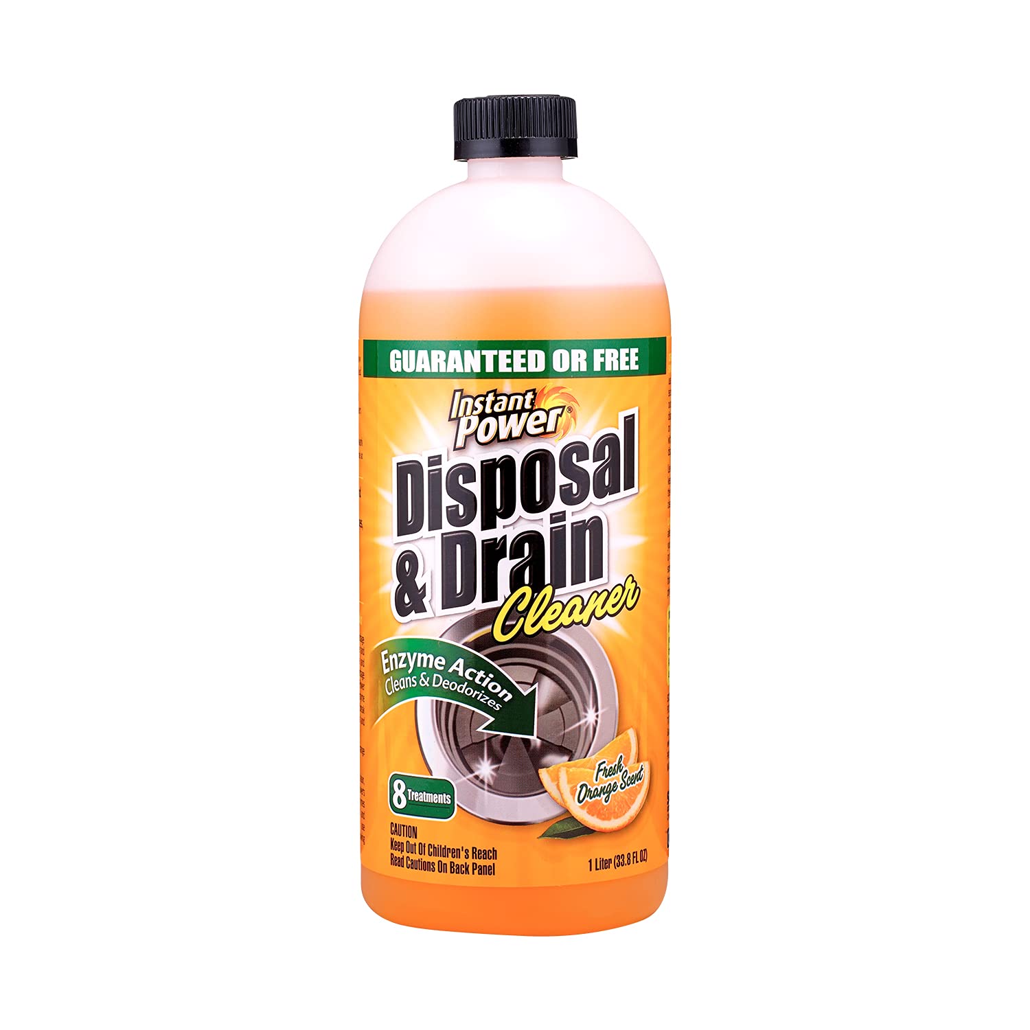 Instant Power 1503 Disposal and Drain Cleaner - Orange Scent, 1 Liter - Fast-Acting Pipe Clog Remover for Kitchen Sinks, Bathroom Drains & Garbage Disposals