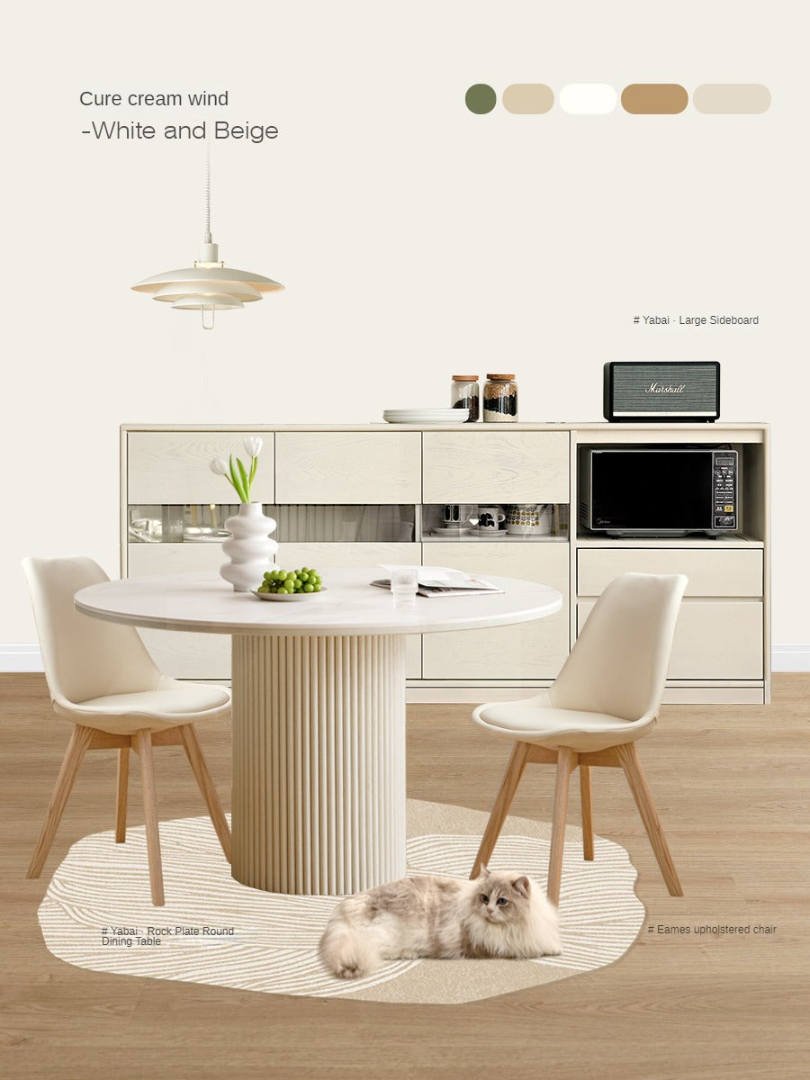 Solid Poplar Wood Wall-Mounted Cream Style Dining Sideboard - Perfect for Small Spaces, Kitchens, and Dining Rooms