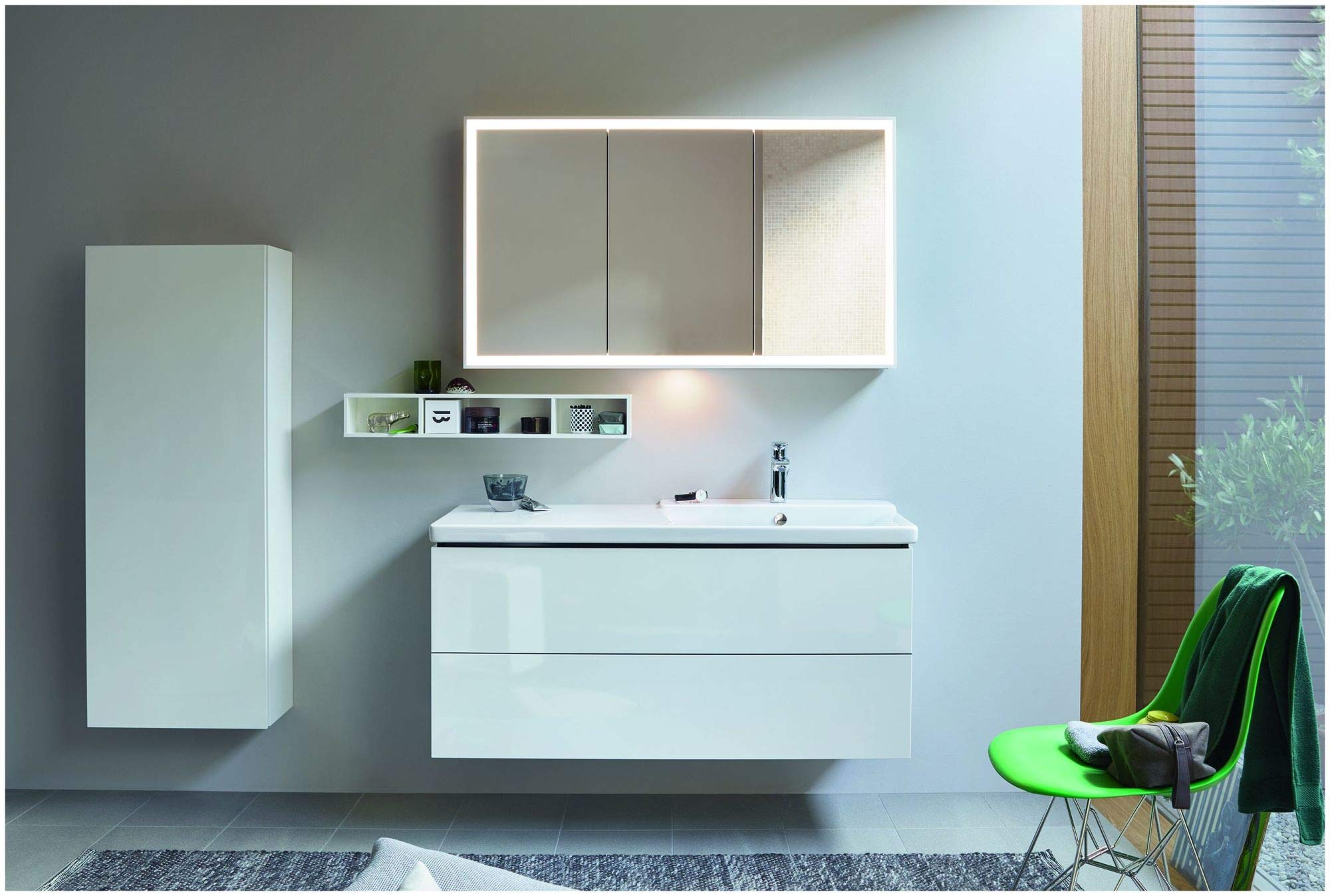 Duravit L-Cube 2-Drawer Wall-Mounted Bathroom Vanity - American Walnut Finish | Modern Space-Saving Design for Small Bathrooms & Powder Rooms