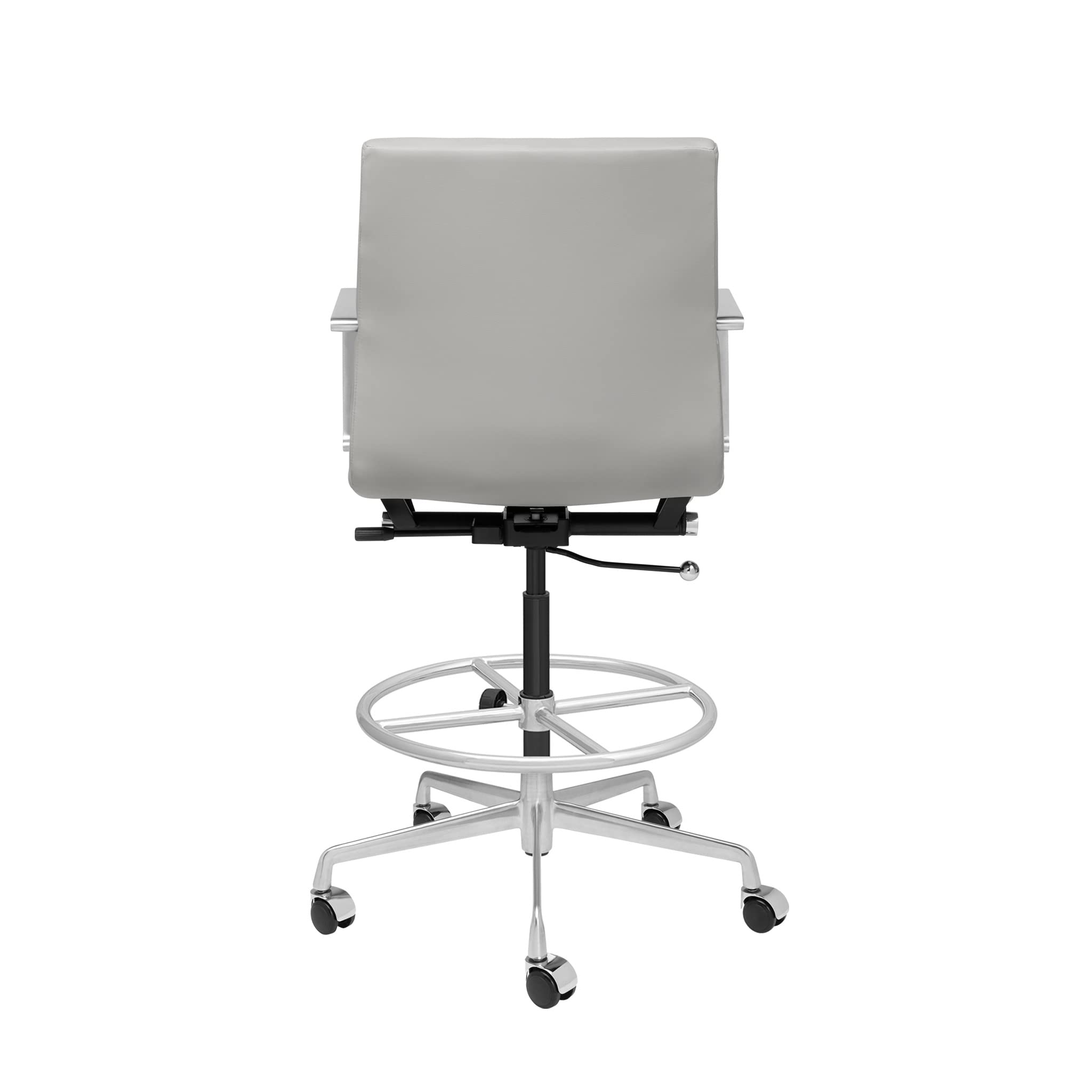 Laura Davidson SOHO II Ergonomic Drafting Chair for Standing Desks - Adjustable Height, Padded Seat & Arms, Commercial Grade Faux Leather Office Chair (Grey) - Perfect for Home Office, Studio & Workspace