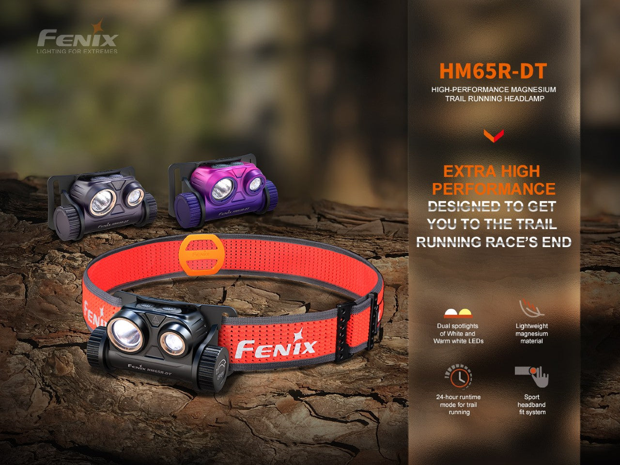 Fenix HM65R DT Rechargeable LED Headlamp - 1400 Lumens, Waterproof Headlight for Trail Running, Hiking, Camping & Outdoor Adventures