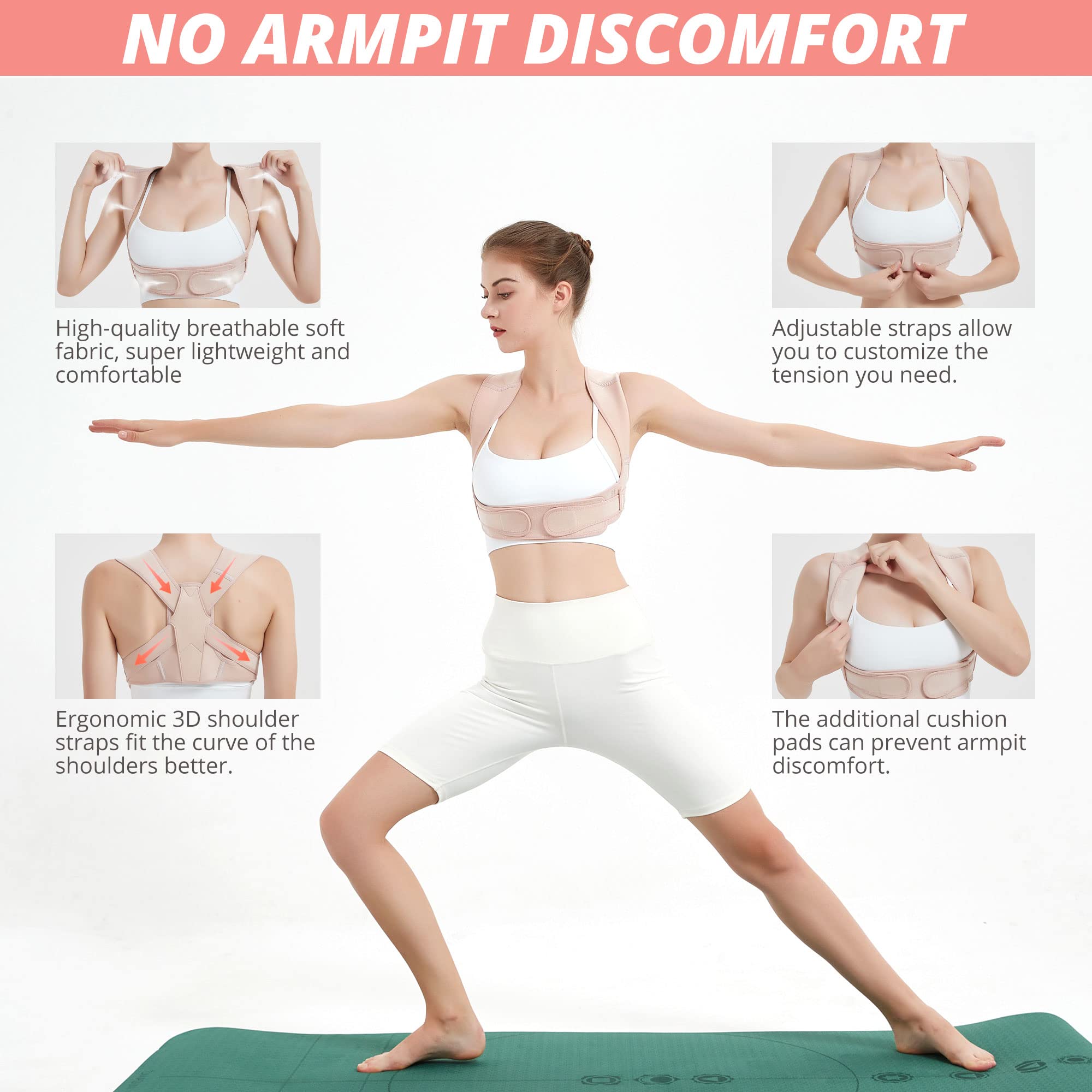 Adjustable Posture Corrector for Women & Men - Upper Back Brace for Hunchback Support, Neck & Shoulder Pain Relief (Small/Medium) | Improve Posture at Work, Home & Gym