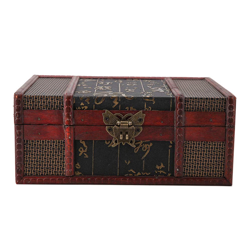 YUYTE Vintage Wooden Storage Box with Lock - Beautiful Retro Book Storage Box for Office & Home, Chinese Style Decoration | Perfect for Organizing Books, Documents, and Valuables