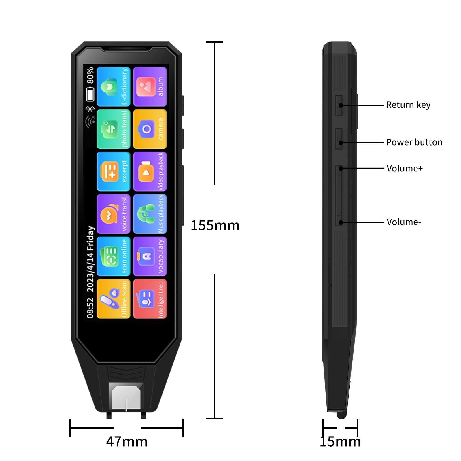 Multilingual Language Translator Pen - 142 Languages Real-Time Two-Way Translation Device with 4.58