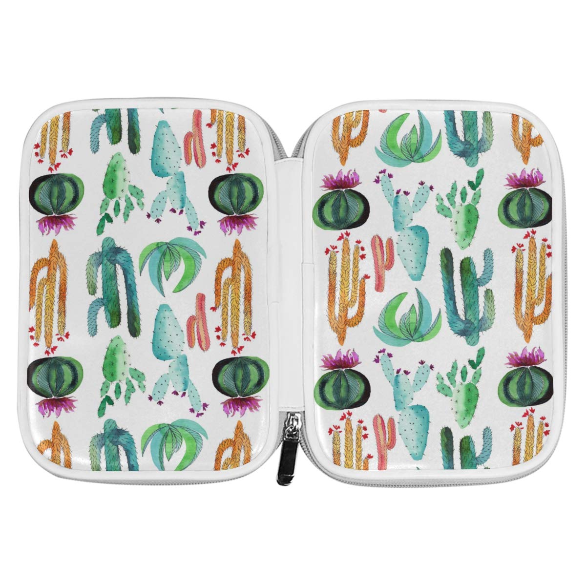 Colorful Cactus Pattern Pen Pencil Case - Makeup Brush Bag & Travel Organizer for Women & Men | Cosmetic Pouch, Passport Holder for School, Office & Vacation Essentials