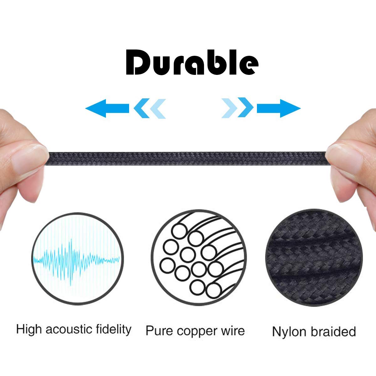 NewFantasia 3.5mm Male to Male Audio Cable - Compatible with Skullcandy Hesh/Hesh2/Hesh3/Crusher/Grind Headphones - Volume Control & Mic for Samsung Galaxy & Android Phones - Perfect for Gaming, Music & Hands-Free Calls