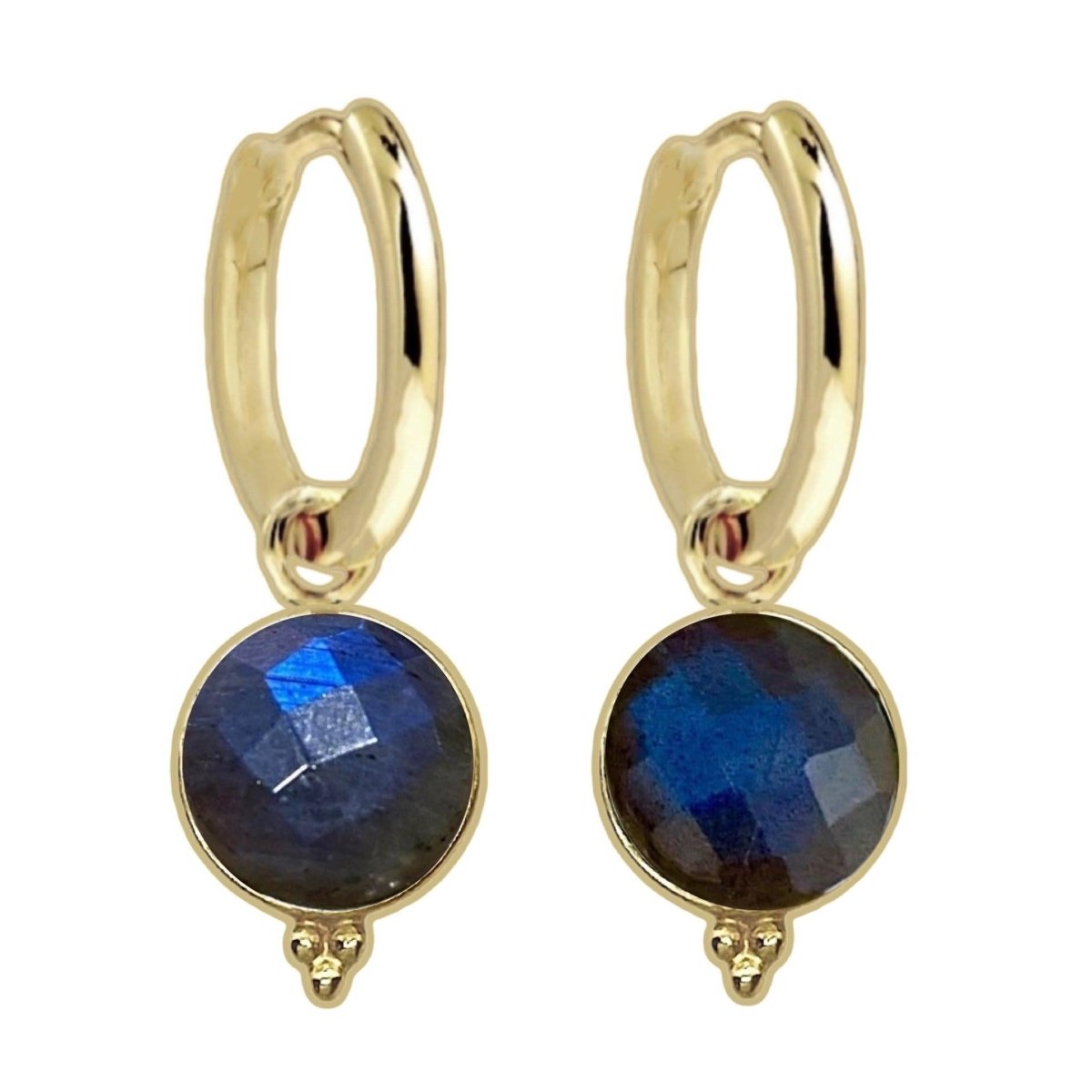 Laihas Free Spirit Gold Labradorite Hoop Earrings for Women - Elegant Gemstone Jewelry for Everyday Wear & Special Occasions