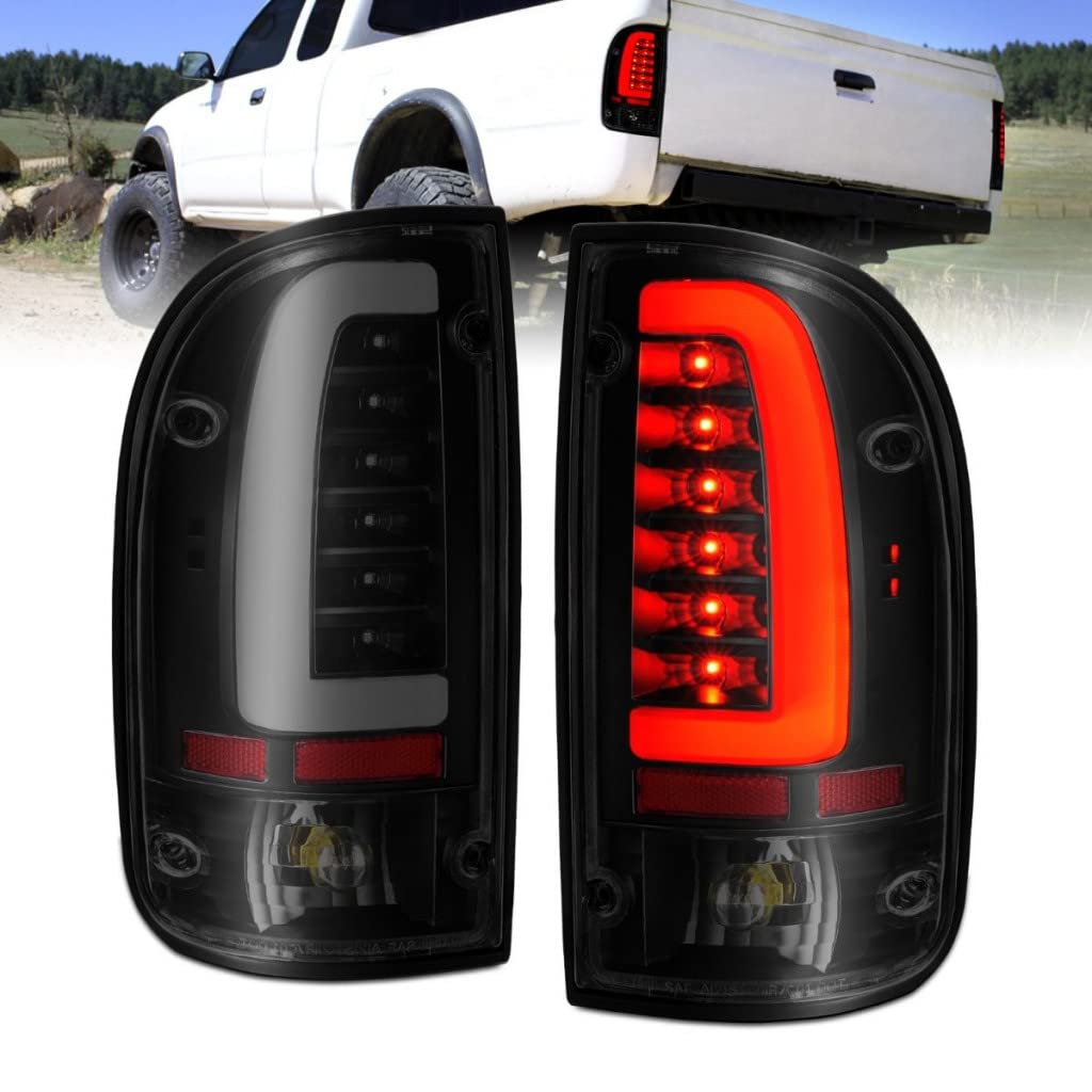 ANZO LED Tail Lights for Toyota Tacoma 1995-2004 - Black Housing with Smoke Lens (Pair) | 311354 | Upgrade Your Truck's Style & Visibility for Night Driving