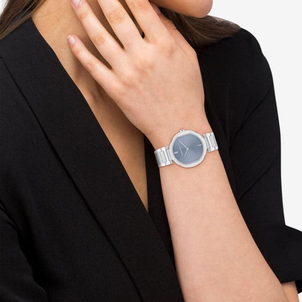 Calvin Klein Women's Watch with Blue Dial & Silver Stainless Steel Strap - Model 25200250 | Perfect for Office, Casual Wear & Special Occasions