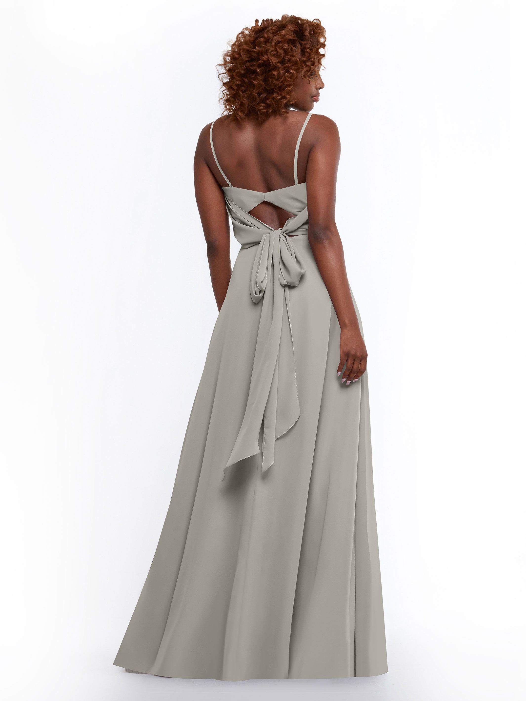 Elegant A-Line Bridesmaid Dress with Flowy Chiffon Skirt and Thigh Slit - Perfect for Weddings, Formal Events & Special Occasions