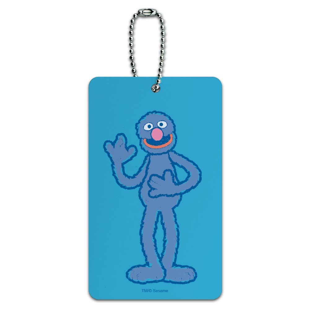 Vintage Sesame Street Grover Distressed Luggage Tag - Cute Cartoon Character Suitcase ID Tag for Kids & Adults - Perfect for Travel, Backpacks, and Carry-On Bags