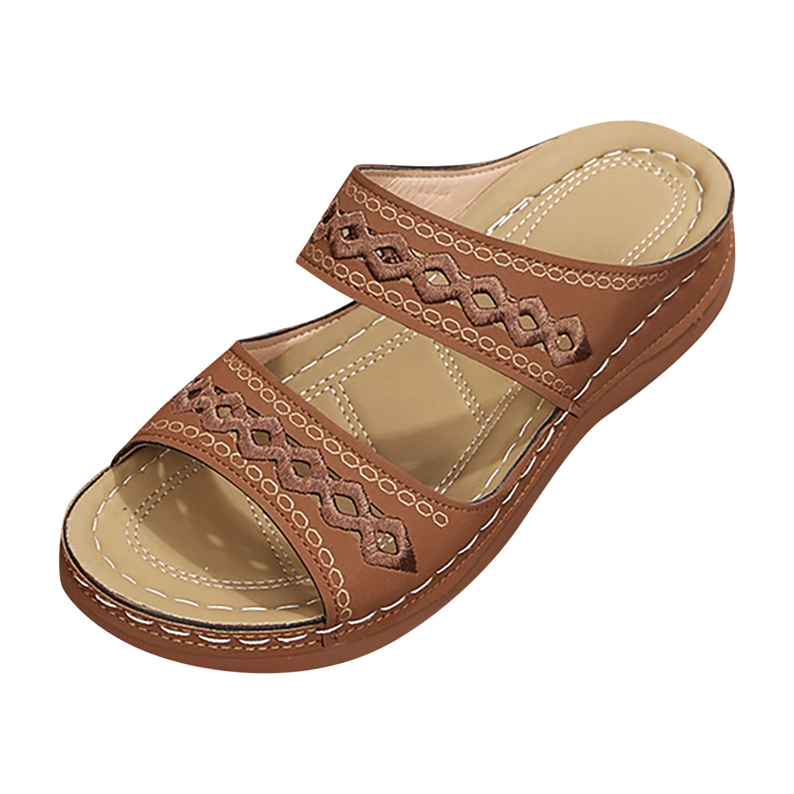 **Women's Orthopedic Sandals with Arch Support - Anti-Slip Comfortable Walking Sandals for Casual & Dressy Outfits - Summer Flip Flops & Slip-On Slippers (B-Brown, Size 7) | Perfect for Walking, Travel & Everyday Comfort**