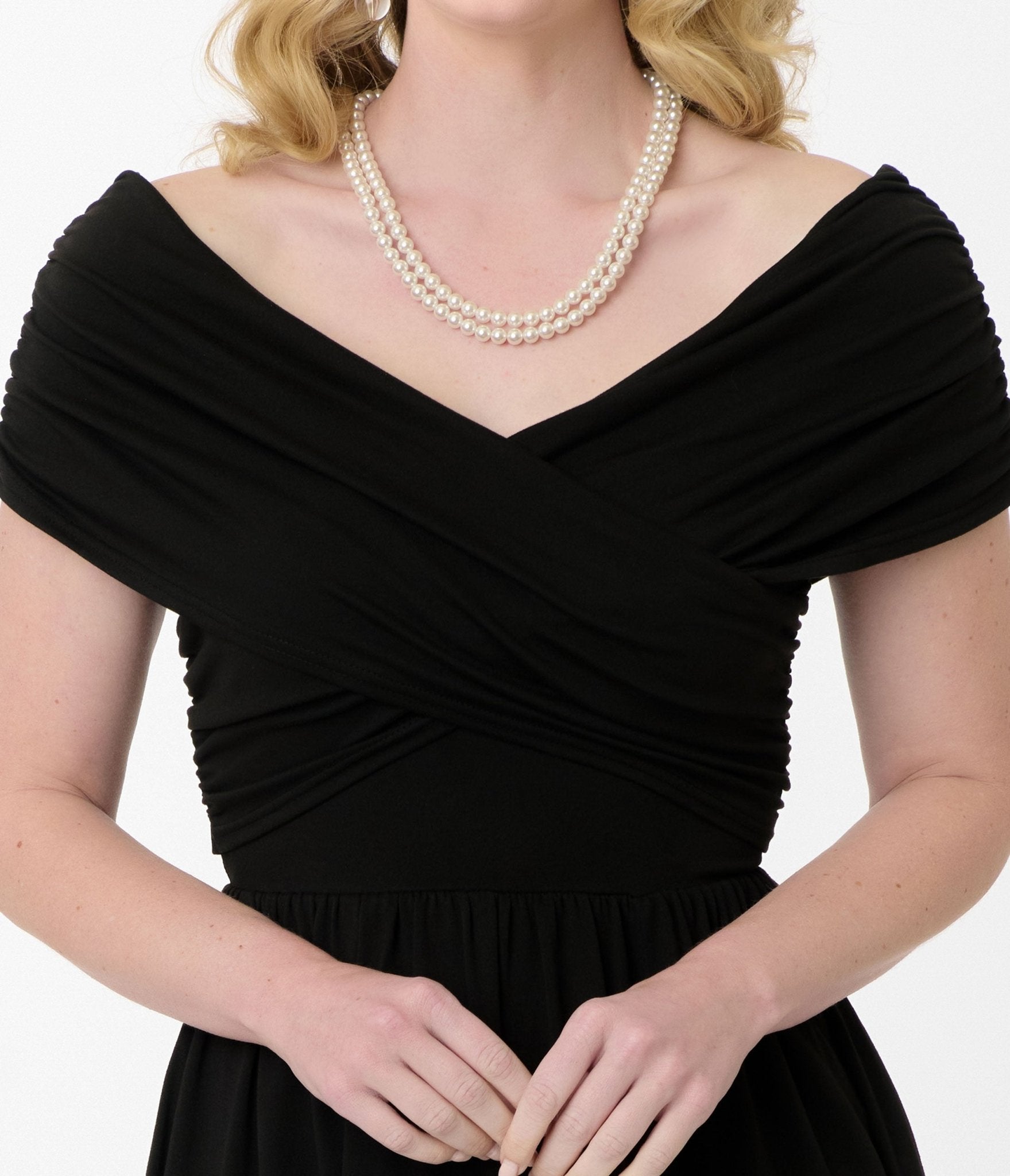 Vintage Black Shirred Swing Dress - Elegant Retro Style for Women, Perfect for Parties, Weddings & Special Occasions