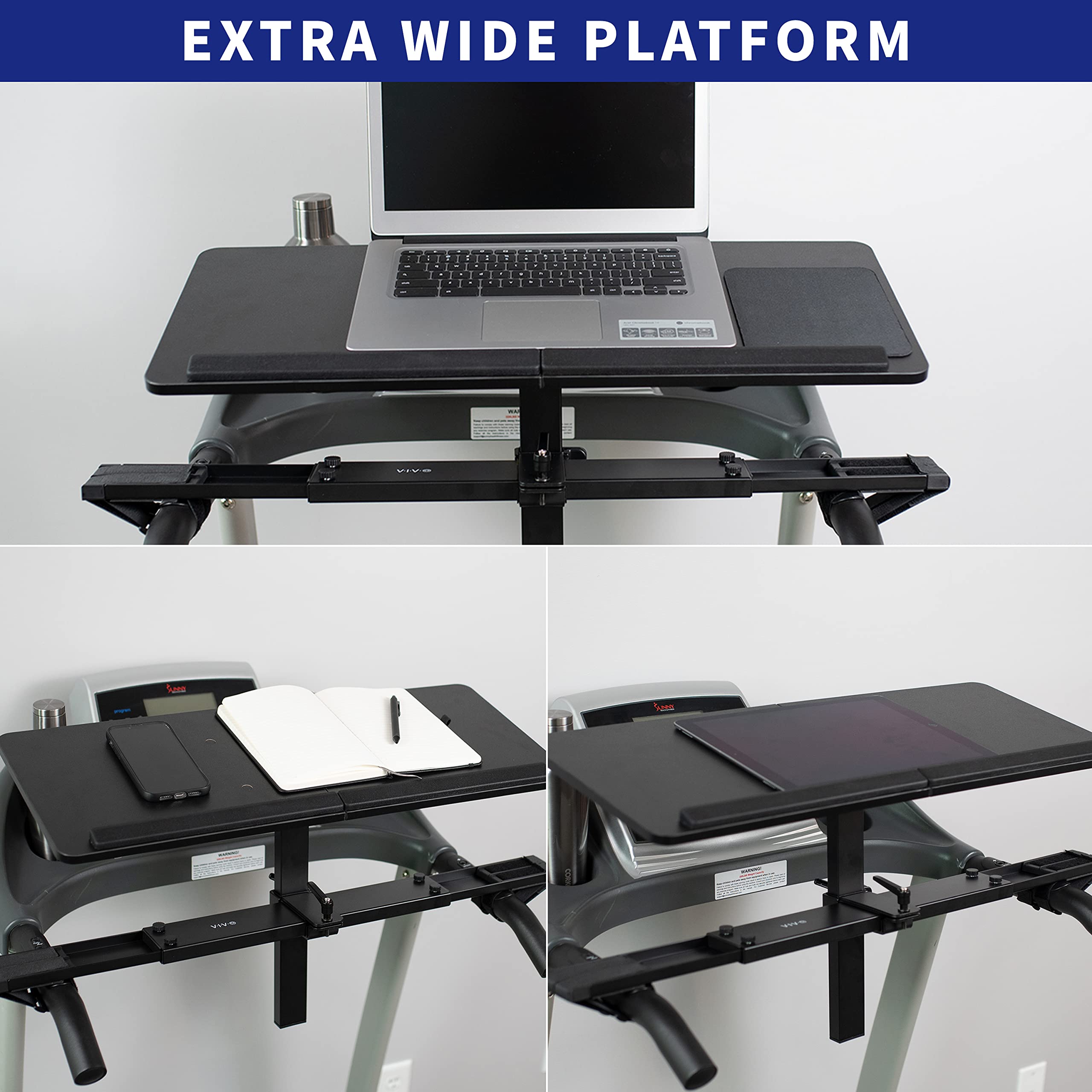VIVO Adjustable Ergonomic Wooden Laptop Stand for Treadmill - Universal Notebook Mount with Mouse Pad & Wrist Support (Model Stand-TDML4) - Perfect for Home Office, Workstation & Fitness Workouts