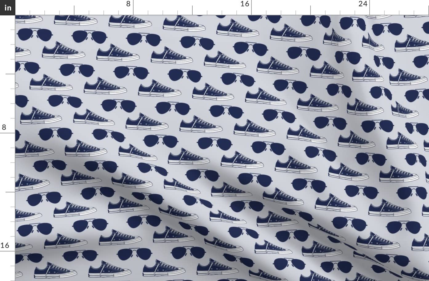 Premium Spoonflower Fleece Fabric - Blue Aviator Sneakers Print Fat Quarter for Sewing, DIY Blankets, Loungewear & No-Sew Crafts | Perfect for Home Decor, Baby Projects & Cozy Winter Creations