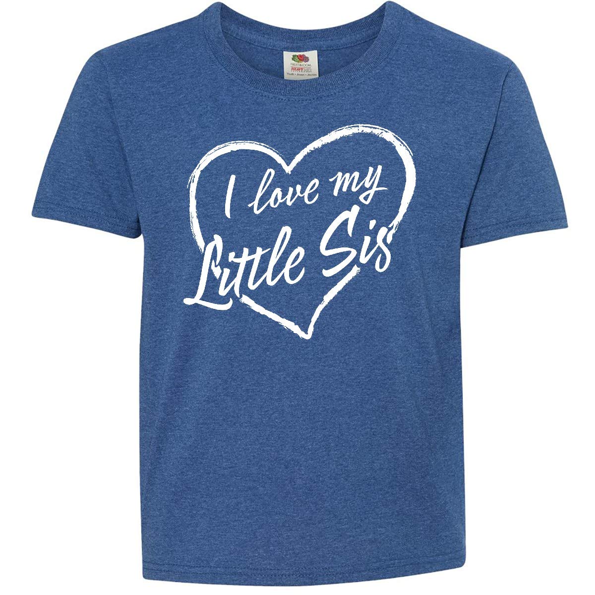 Inktastic I Love My Little Sister White Chalk Heart Youth T-Shirt - Cute Sibling Matching Outfits for Sisters & Family Photos