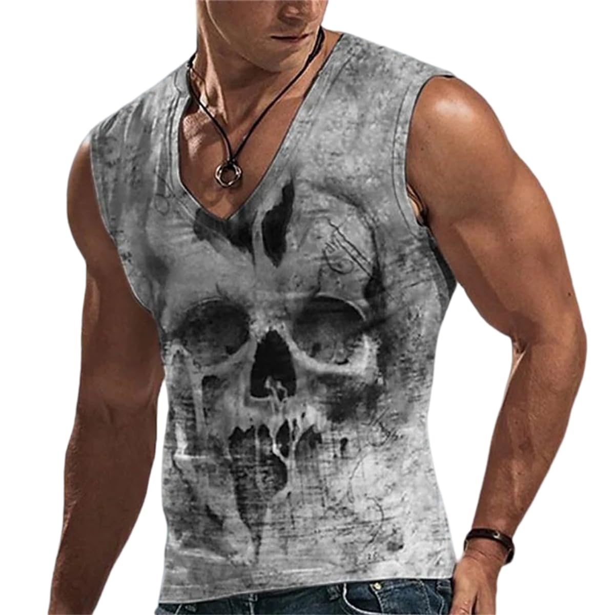 YIBIMOTTO Men's Workout Tank Tops - Breathable Sleeveless Muscle Shirts for Gym, Running & Beach | V-Neck Athletic Undershirts with Cool Graphic Designs | Perfect for Summer Sports, Fitness & Casual Wear