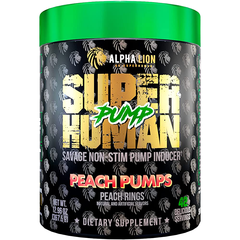 Alpha Lion SuperHuman Pump 367g Pre-Workout Supplement - Peach Flavor for Muscle Pumps & Energy Boost | Gym, Bodybuilding & Fitness Training