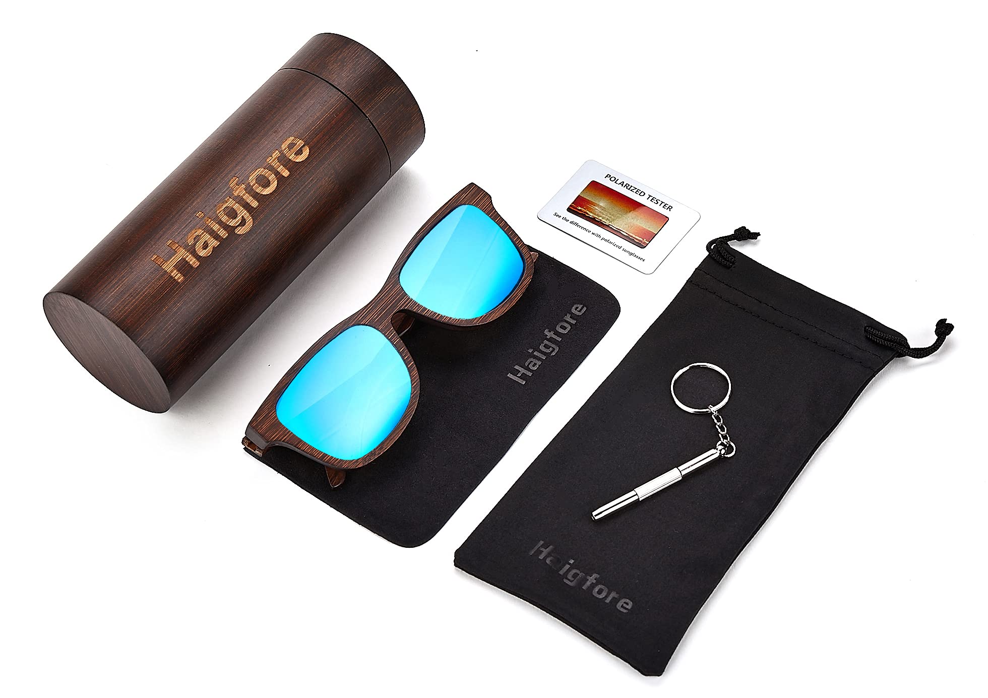 Polarized Wooden Sunglasses for Men & Women - 100% UV400 Protection, Handmade Bamboo Frame - Perfect for Outdoor Activities, Beach & Driving