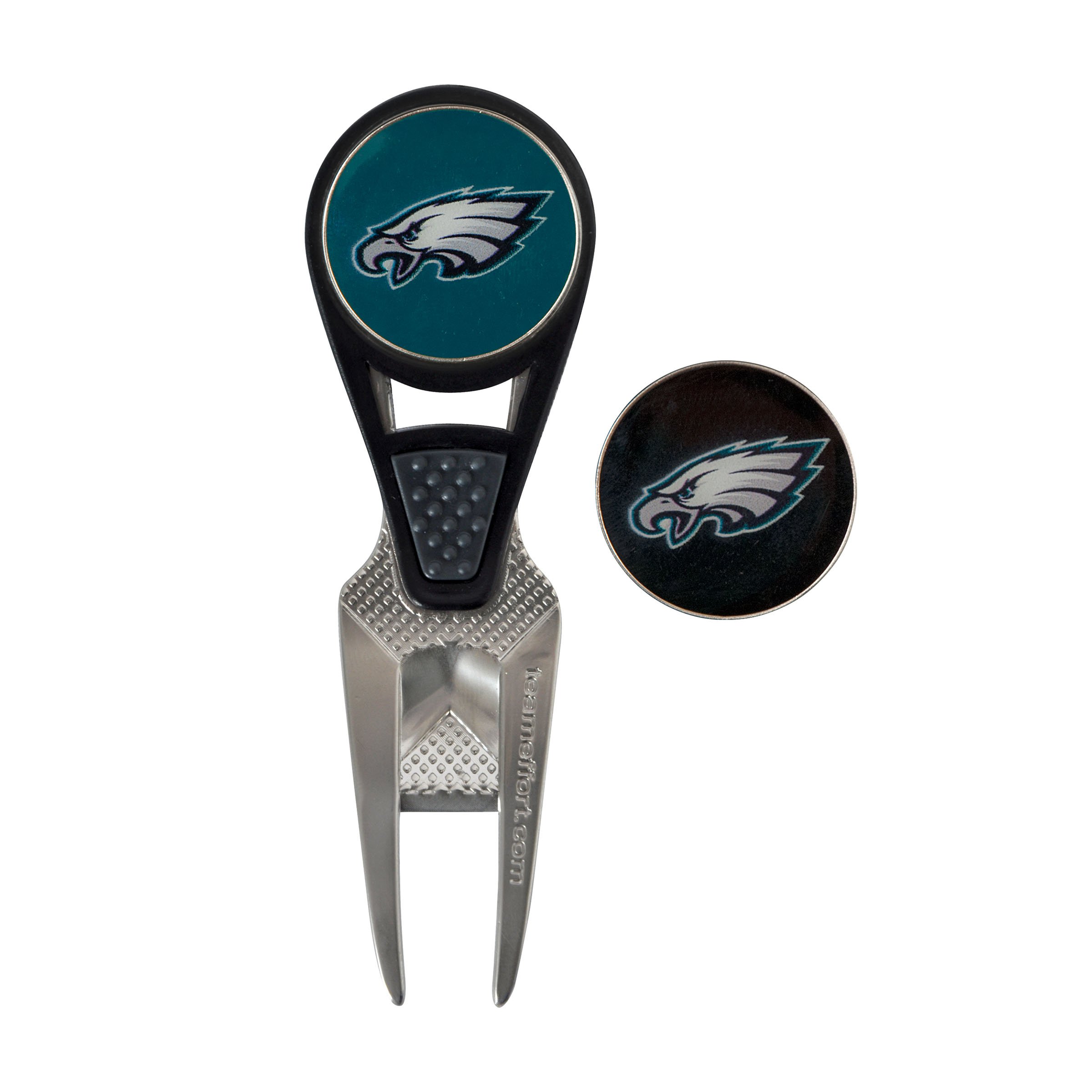 NFL CVX Ball Mark Repair Tool with 2 Ball Markers - Golf Course Accessories for Fixing Divots & Ball Marks on Greens - Perfect for Golfers & Football Fans
