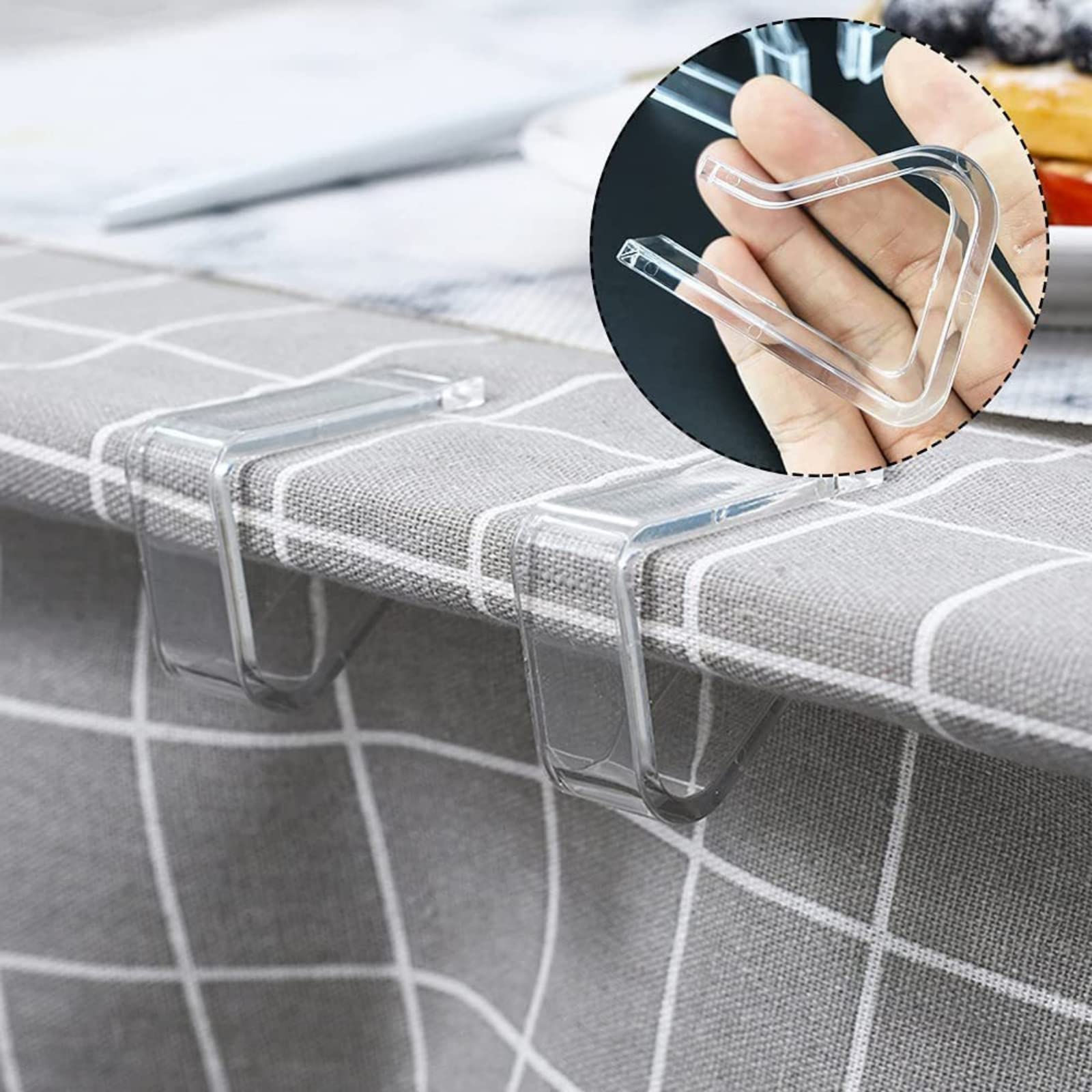 Clear Tablecloth Clips 60 Pack - Transparent Table Cover Holders for Home, Kitchen, Restaurant, Party & Picnic - Fits 3.5-5cm Thickness Tables (Large Size) - Perfect for Outdoor Dining, Wedding Decorations and Event Setup