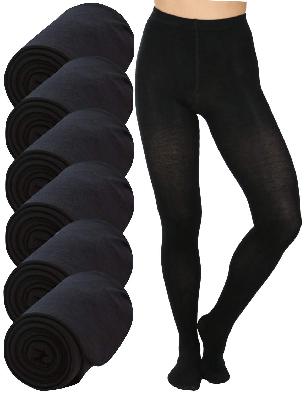 ToBeInStyle Women's Warm Acrylic Blend Winter Tights - Pack of 6 or Single - Perfect for Cold Weather, Layering & Everyday Comfort