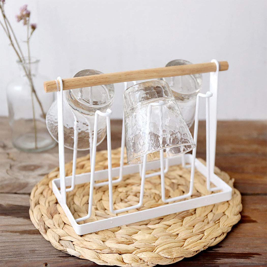 Nordic Style Mug Holder - White Coffee Cup Storage Rack for Kitchen Countertop, Office Desk & Dorm Room Organization