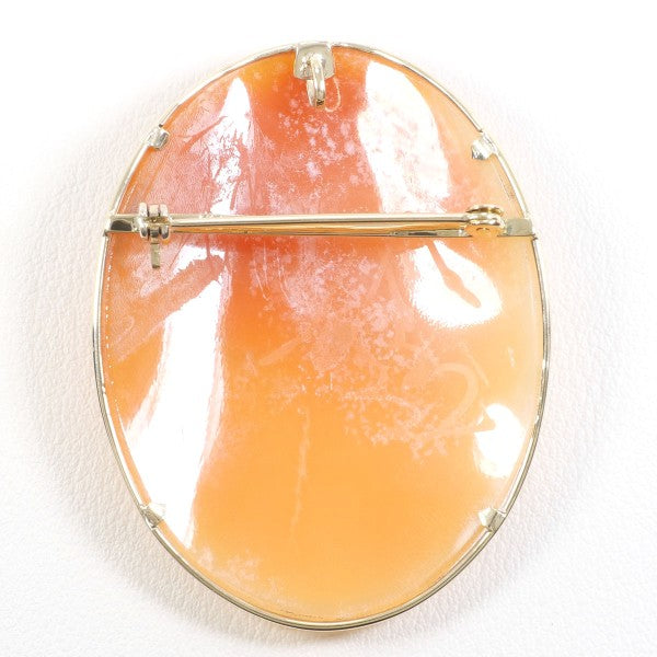 14K Yellow Gold Shell Cameo 2-Way Pendant & Brooch - Elegant Vintage Jewelry for Women, Perfect for Weddings, Parties & Special Occasions