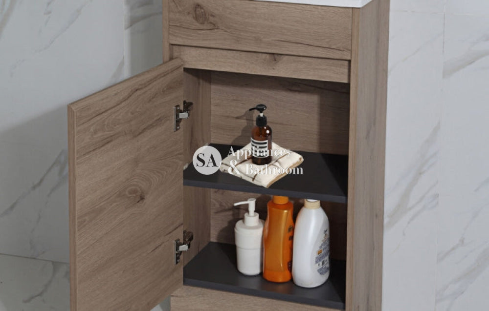 Aulic Revit 45cm Wall Mounted Bathroom Vanity with Ceramic Countertop - Modern White Sink Cabinet for Small Bathroom, Powder Room or Guest Bath