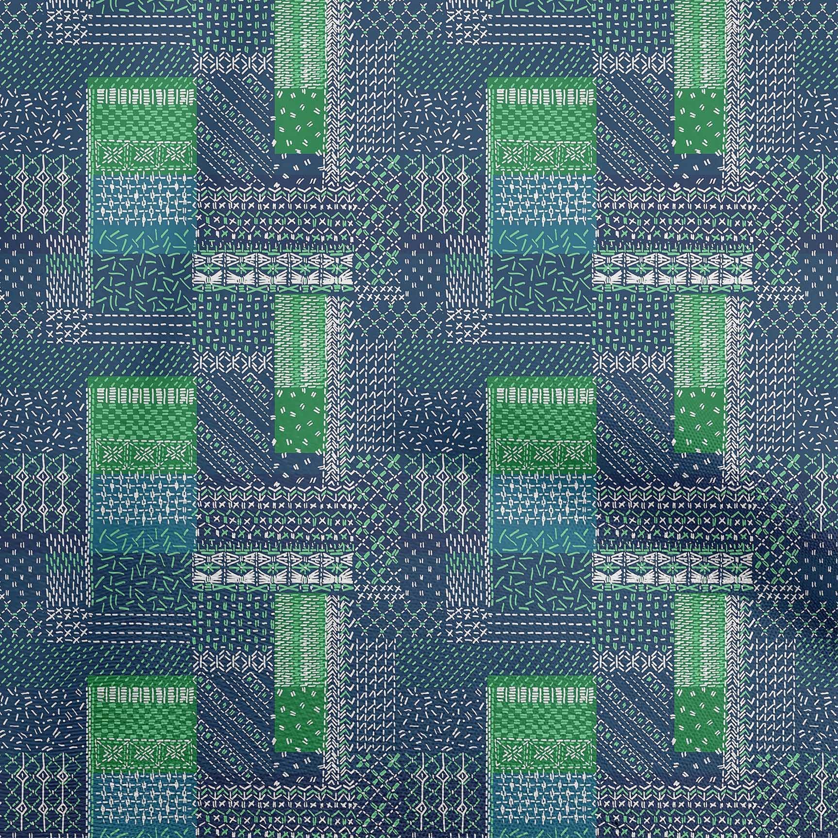 oneOone Rayon Blue Printed Patchwork Fabric by The Yard - 56 Inch Wide DIY Sewing Material for Clothing, Quilts & Home Decor Projects