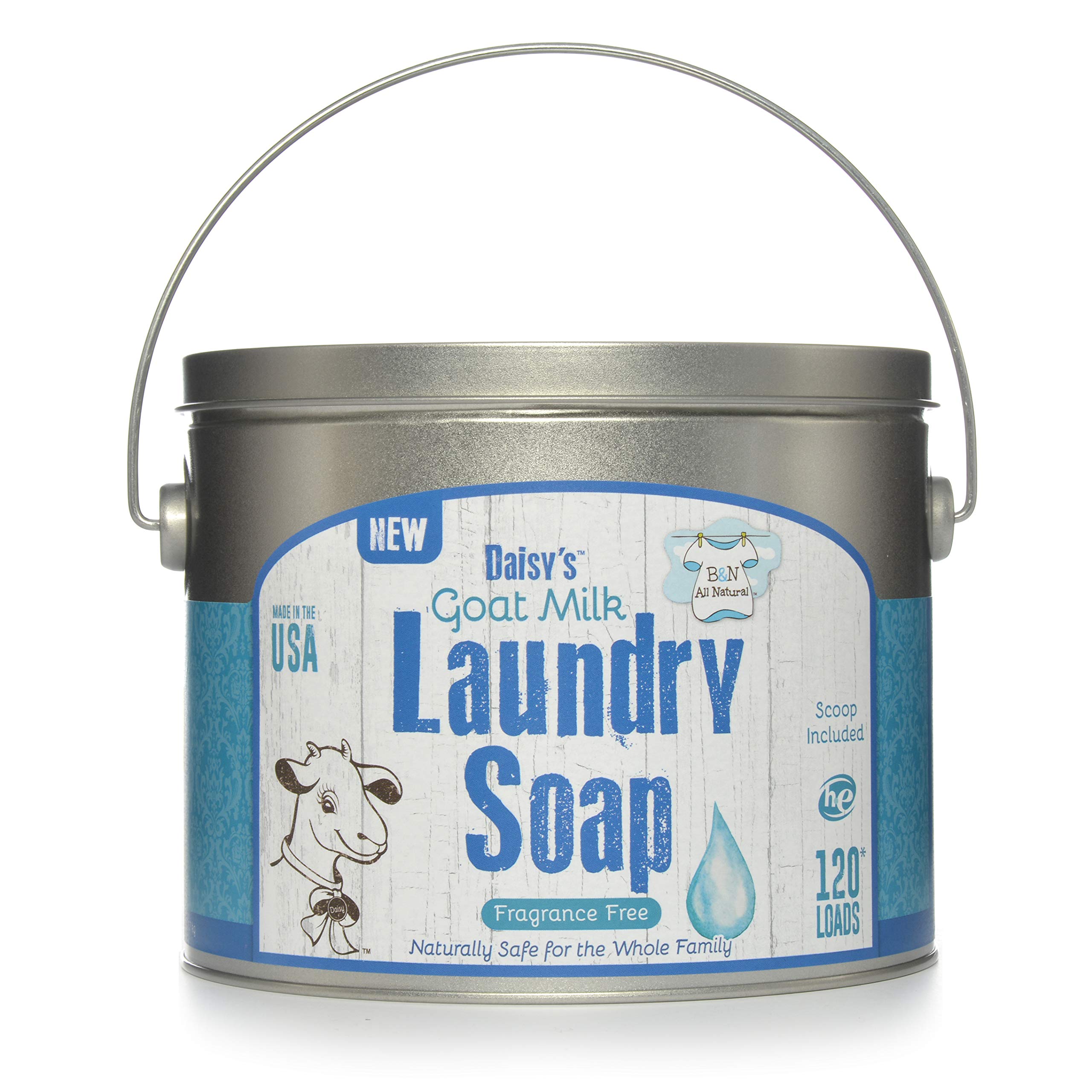 **Organic Goat Milk Laundry Soap – Fragrance-Free, Gluten-Free & Paraben-Free Detergent – 120 Loads – Gentle for Sensitive Skin – Perfect for Babies, Allergies & Eco-Friendly Homes**