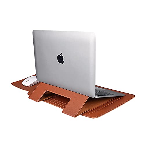Shock-Resistant Laptop Sleeve Case with Stand - Durable Brown Notebook Bag for MacBook, Ideal for Travel, Office, and Daily Commute