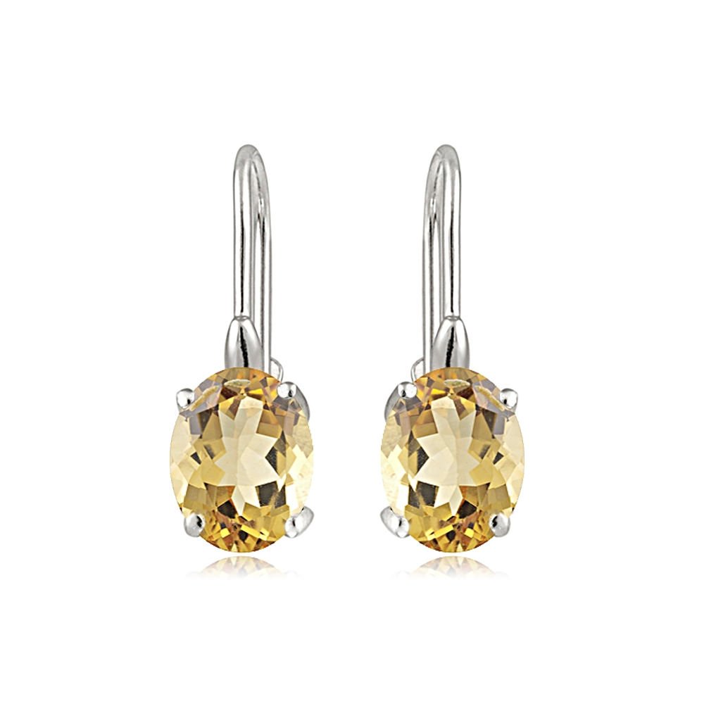 14K Sterling Silver Gemstone Birthstone Oval Leverback Earrings - Personalized Gift for Women, Mothers, Daughters | Perfect for Birthdays, Anniversaries & Special Occasions