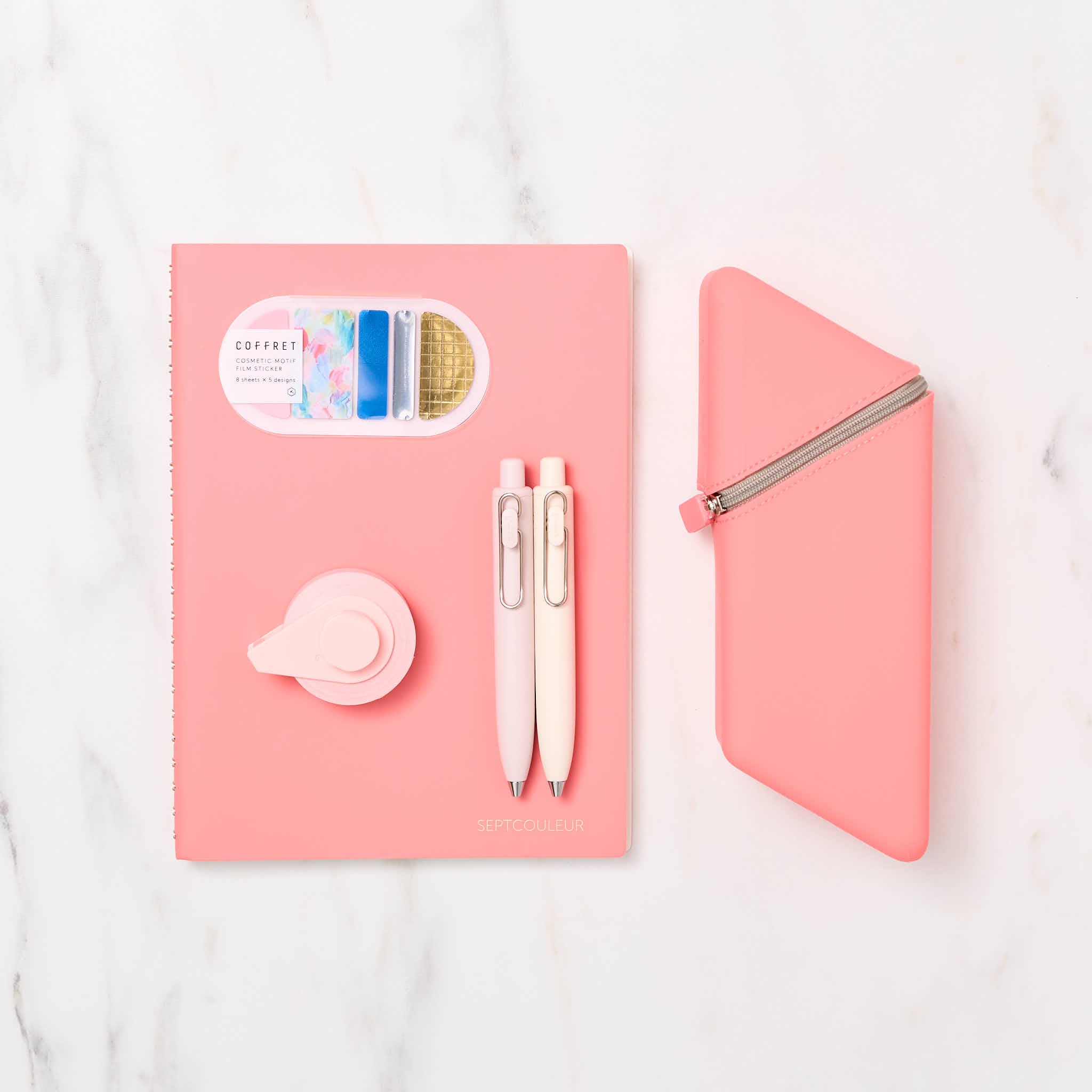 Peach Pink Stationery Set - 50-Piece Notebooks, Pens & Stickers for Journaling, Scrapbooking & Office Use - Perfect for Students, Artists & Professionals