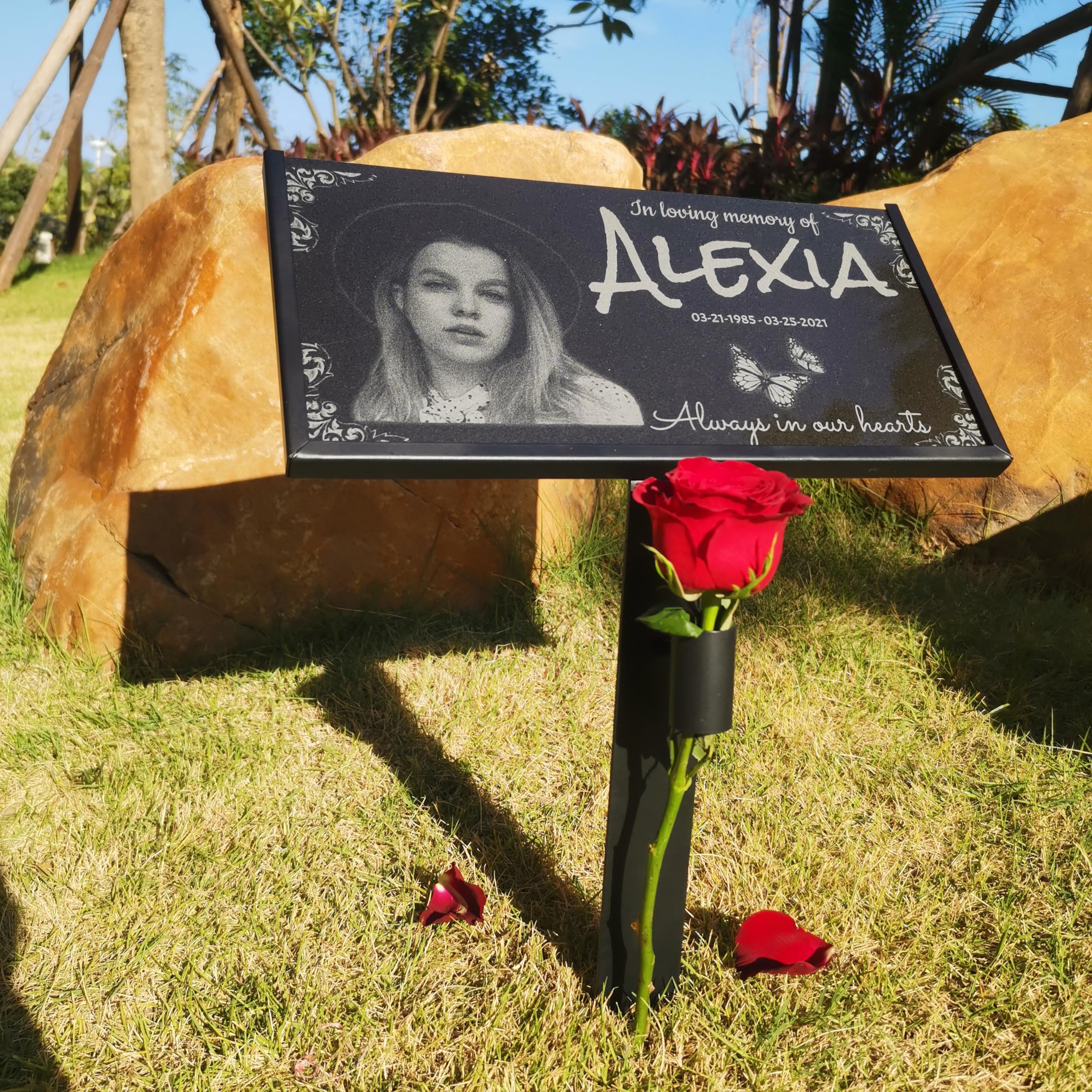 Personalized Grave Markers & Memorial Plaques for Cemetery - Custom Outdoor Headstones & Memorial Stones (10 Pack) - Perfect for Honoring Loved Ones in Gardens & Cemeteries