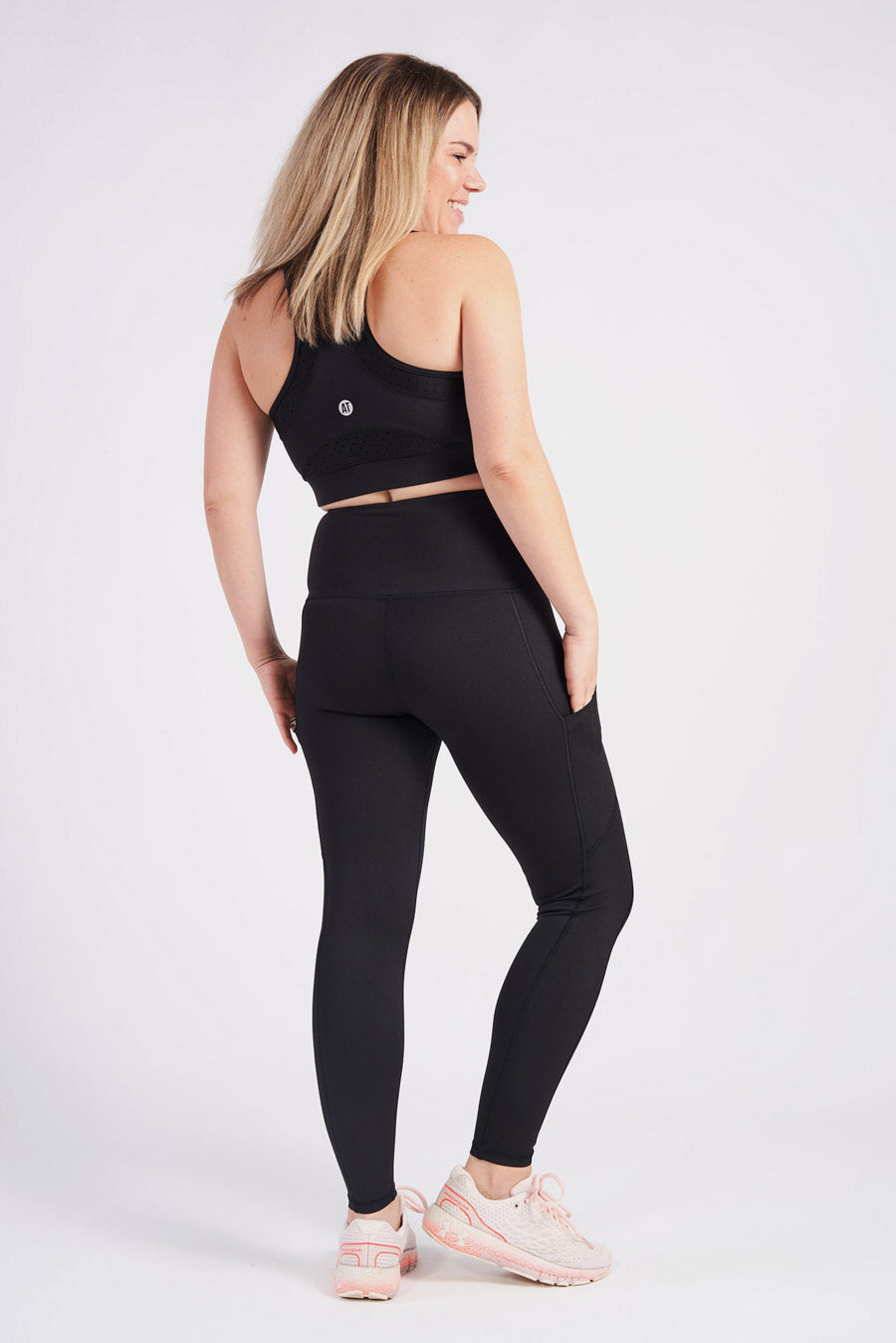Petite Smart Pocket Full Length Tight - Black | Slimming Yoga Pants for Women | Perfect for Workouts, Running & Lounge Wear