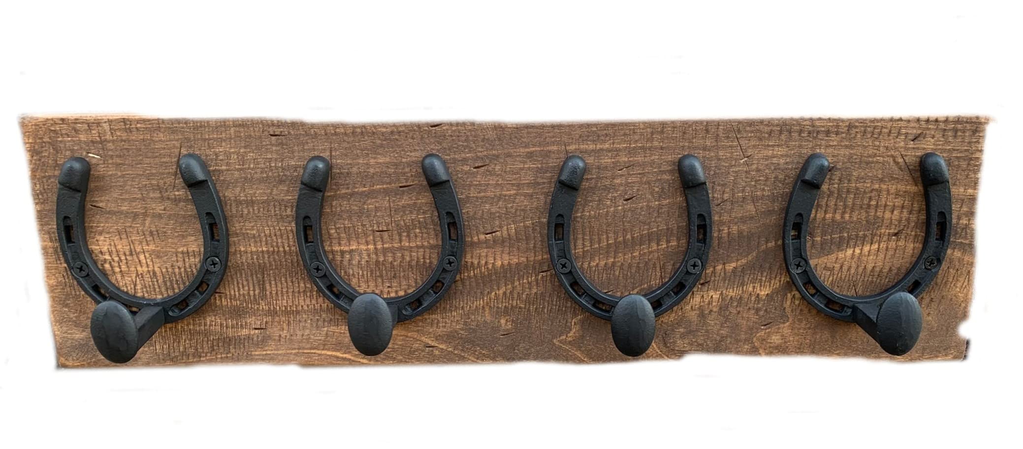 Rustic Farmhouse Wall Coat Rack with Horseshoe Hooks - Reclaimed Wood Wall Mounted Holder for Coats, Hats & Jackets (Holds 8+ Items) - Perfect for Entryway, Mudroom & Home Decor