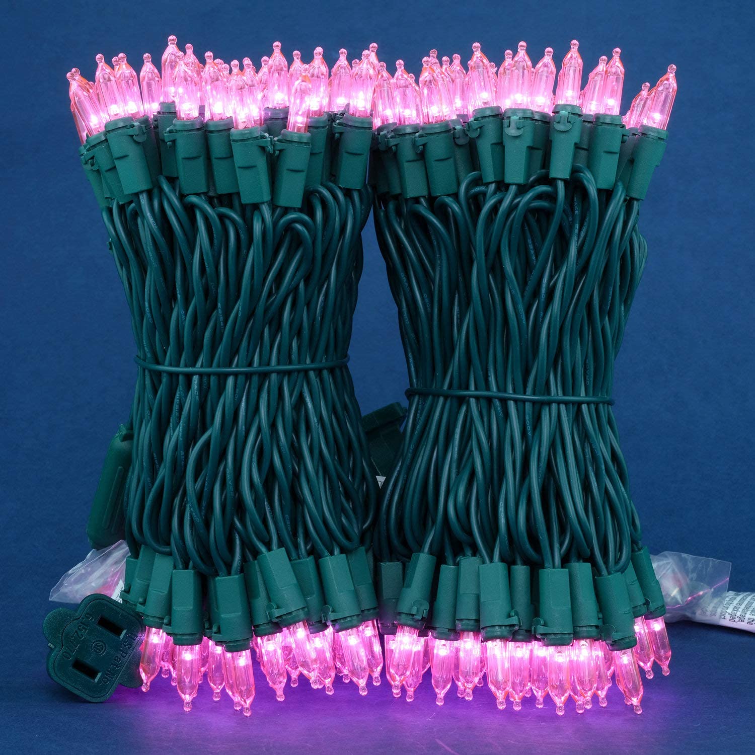 200 Count Pink LED Christmas Lights - 2 Pack of 25ft Mini String Lights with 100 LEDs on Green Wire | Perfect for Indoor/Outdoor Holiday Decorations, Tree Trimming, and Party Lighting