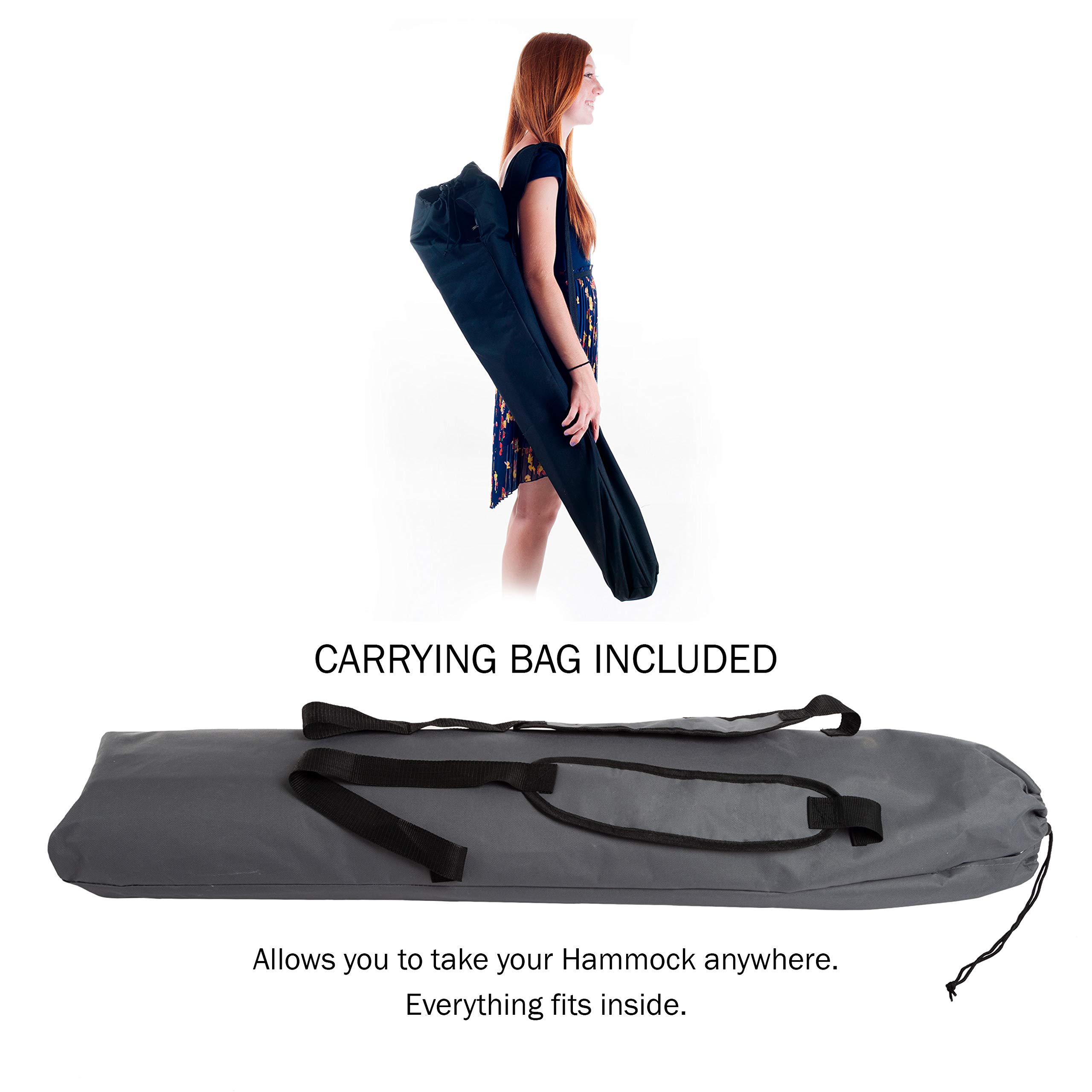 **Portable Hammock with Stand - Lightweight & Easy to Carry in Travel Bag - Perfect for Backyard, Pool, Beach, Camping & Hiking - Lavish Home (Gray) - Relax in Comfort Anywhere**