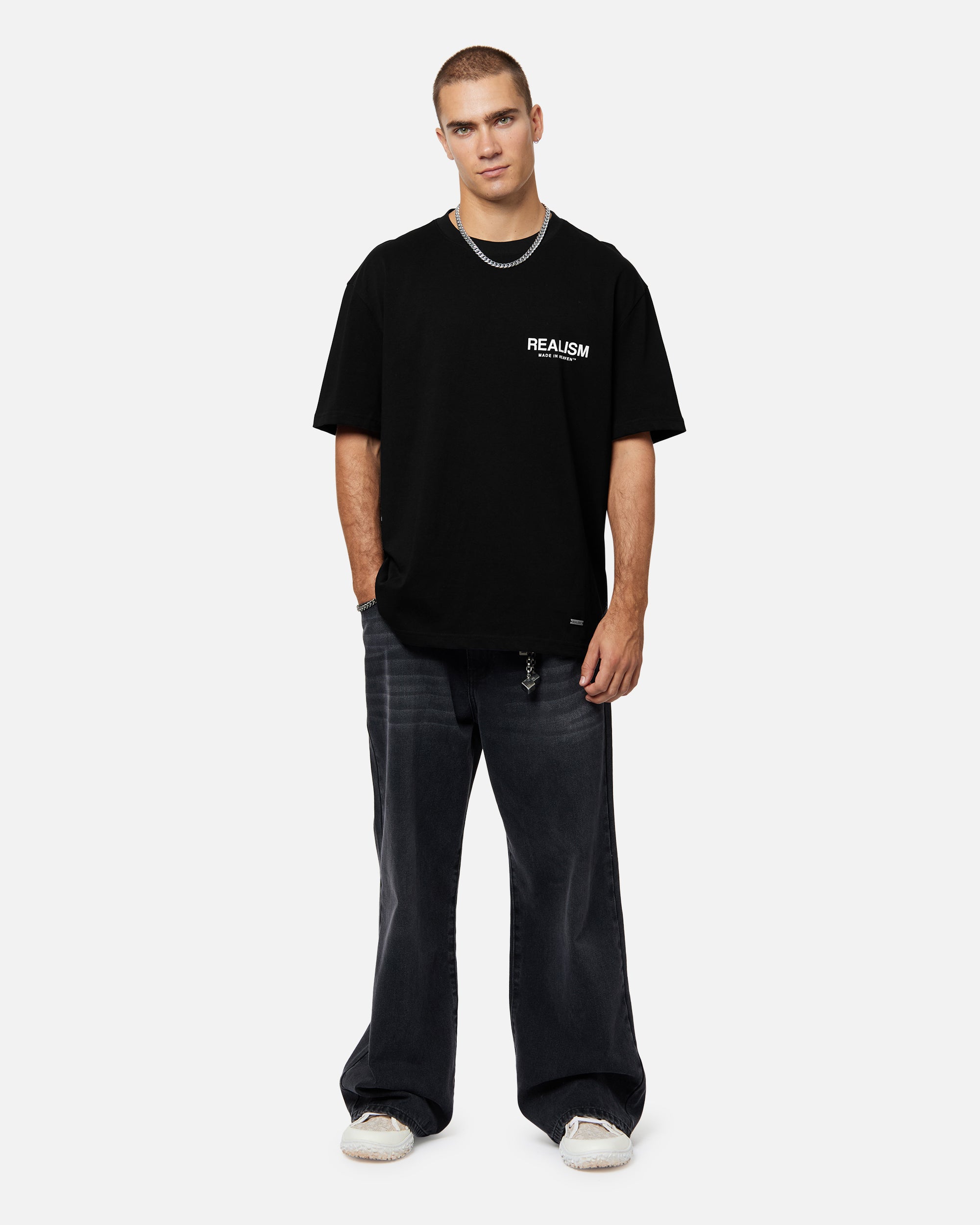 SSS Realism Heaven Logo Tee - Jet Black Men's Graphic T-Shirt | Streetwear Fashion for Casual Wear & Urban Style