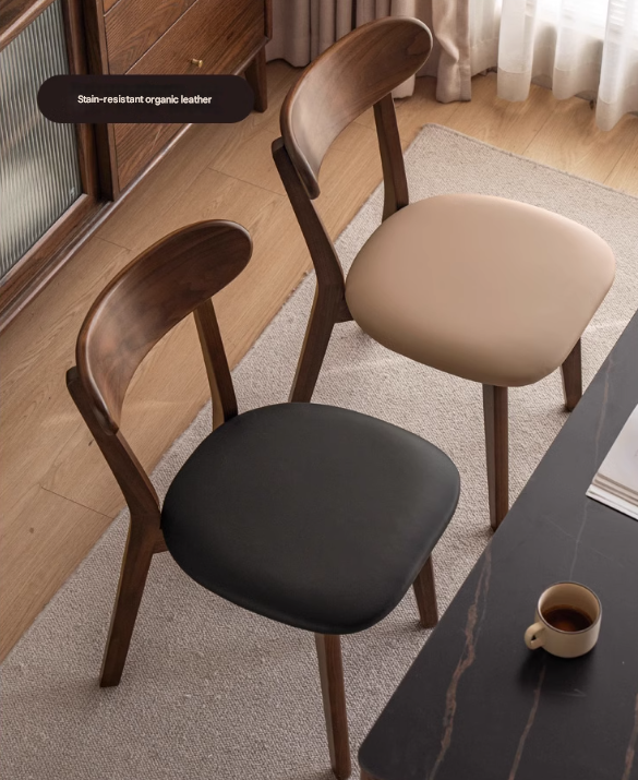 Solid Black Walnut Wood Dining Chairs with Soft Back - Elegant & Comfortable Seating for Home, Restaurant, and Office Use