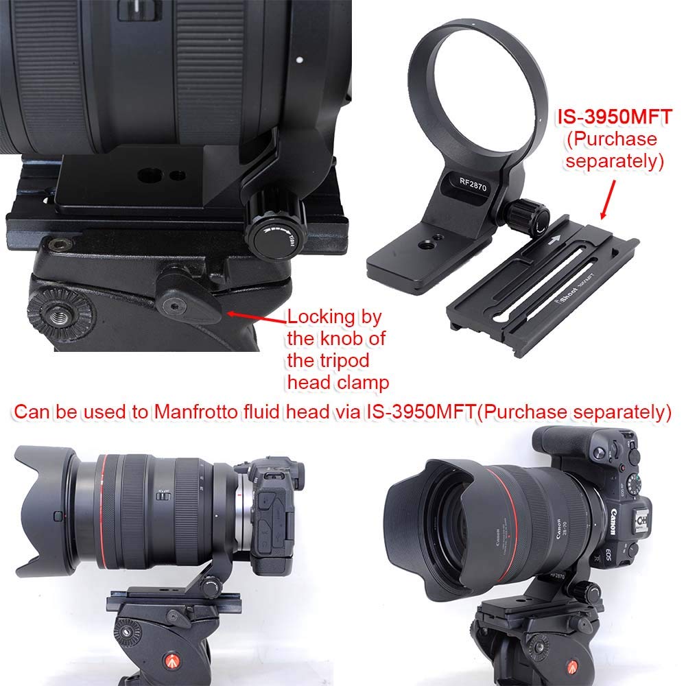 iShoot 74.5mm CNC Aluminum Lens Collar Tripod Mount Ring - Compatible with Canon RF 28-70mm F2L USM Lens | Arca-Swiss Quick Release Plate | Professional Photography Support Bracket for Studio & Outdoor Shooting