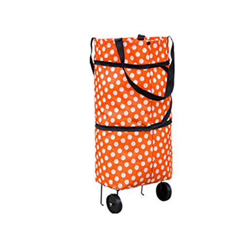 Stylish Large Capacity Waterproof Foldable Shopping Cart with Wheels - Durable Oxford Cloth Travel Trolley Bag for Groceries, Market Trips & Airport Luggage