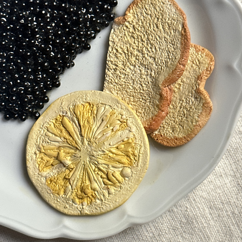Christine Viennet Caviar Toast Porcelain Dish - Elegant Trompe l'Oeil Appetizer Plate for Caviar, Canapes & Hors d'Oeuvres - Perfect for Dinner Parties & Luxury Entertaining