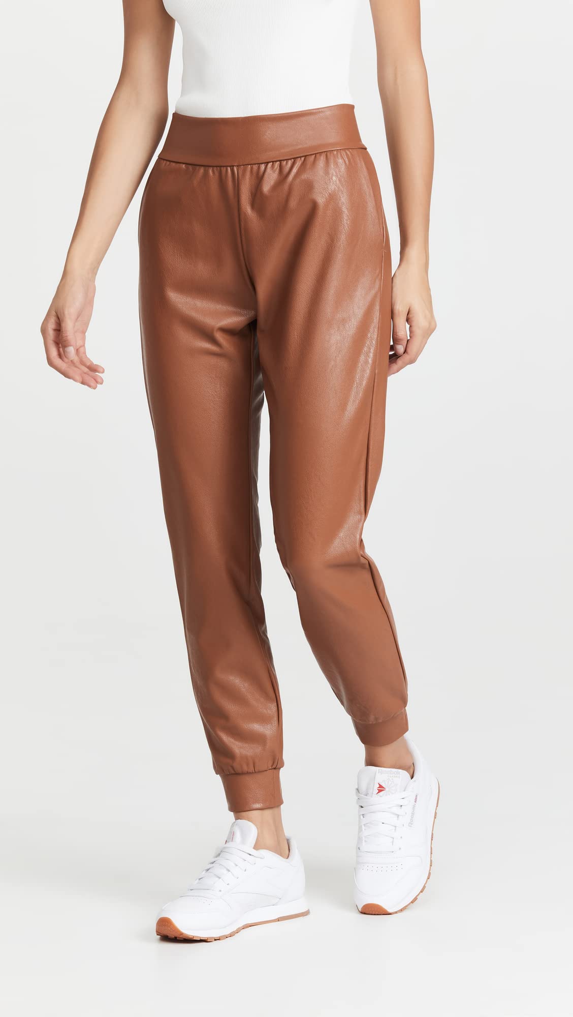 Commando Women's Faux Leather Joggers - Stylish High Waisted Yoga Pants for Workout, Lounge & Streetwear Fashion