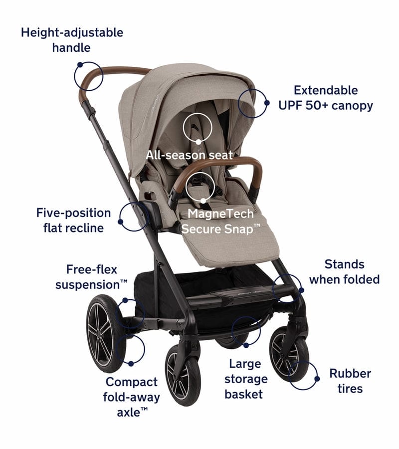 Nuna Mixx Next Stroller with Magnetic Buckle - Lightweight Travel Stroller for Babies & Toddlers - Perfect for City Walks, Shopping, and Air Travel