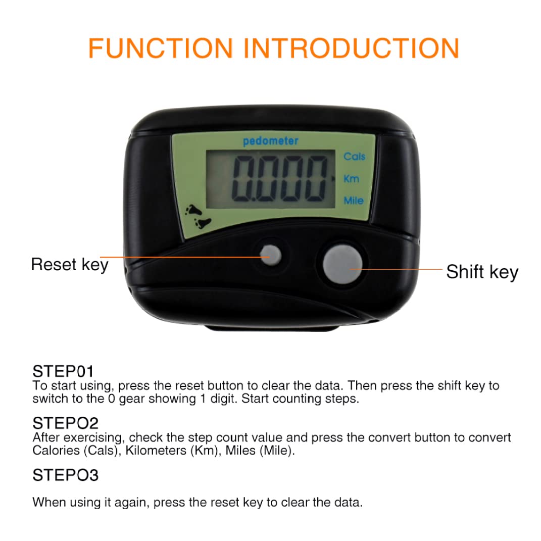 Mini Pedometer - Accurate Step Counter with Calorie Tracker for Walking & Running
