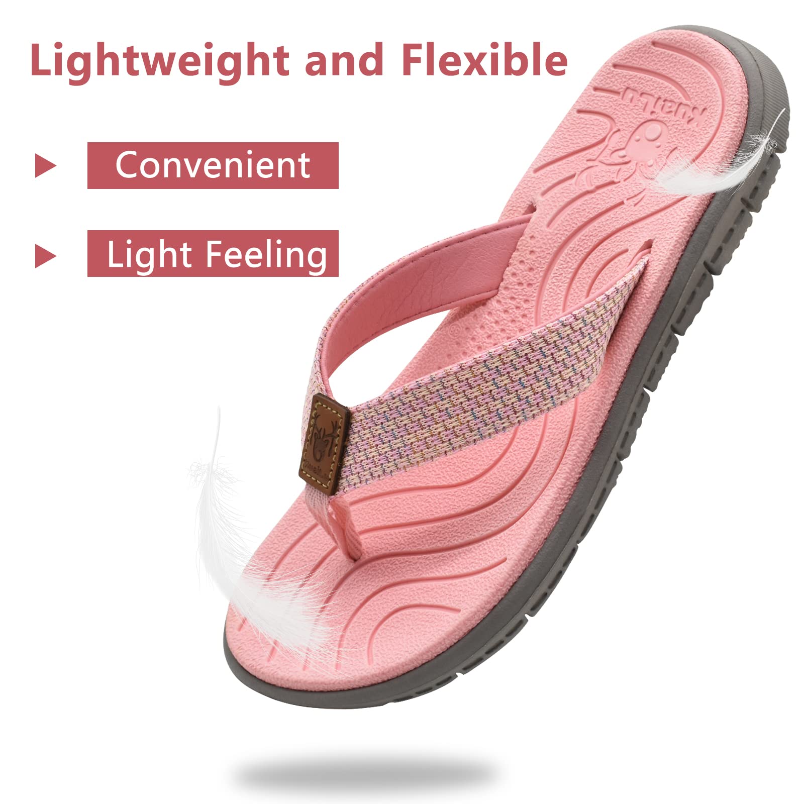 **KuaiLu Women's Comfortable Flip Flops - Lightweight Non-Slip Yoga Sandals with Arch Support for Walking, Beach & Summer Outfits | Casual Thong Slippers for Yoga, Travel & Relaxation**
