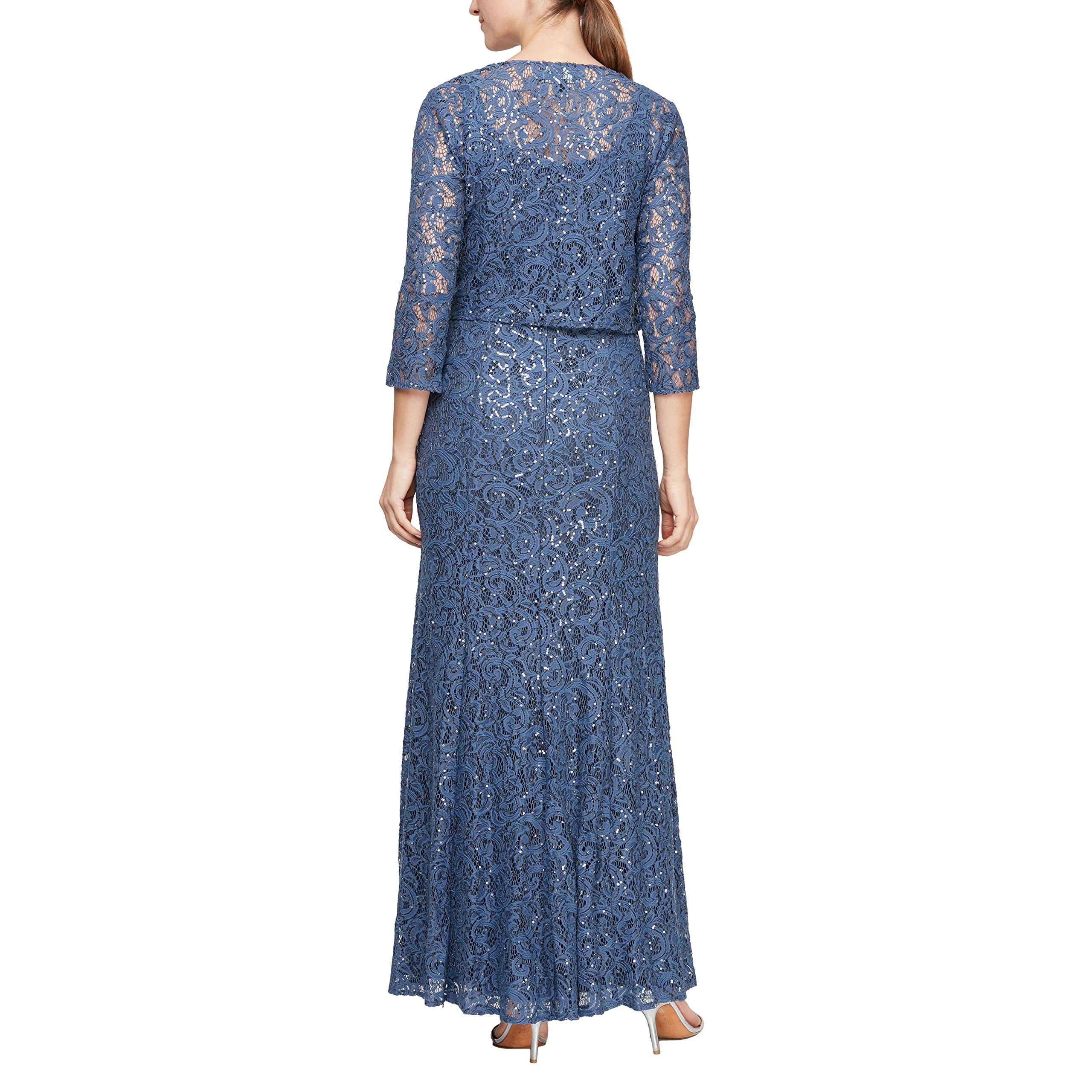 Alex Evenings Women's Long Lace Jacket Dress - Elegant Formal Evening Gown for Weddings, Parties & Special Occasions