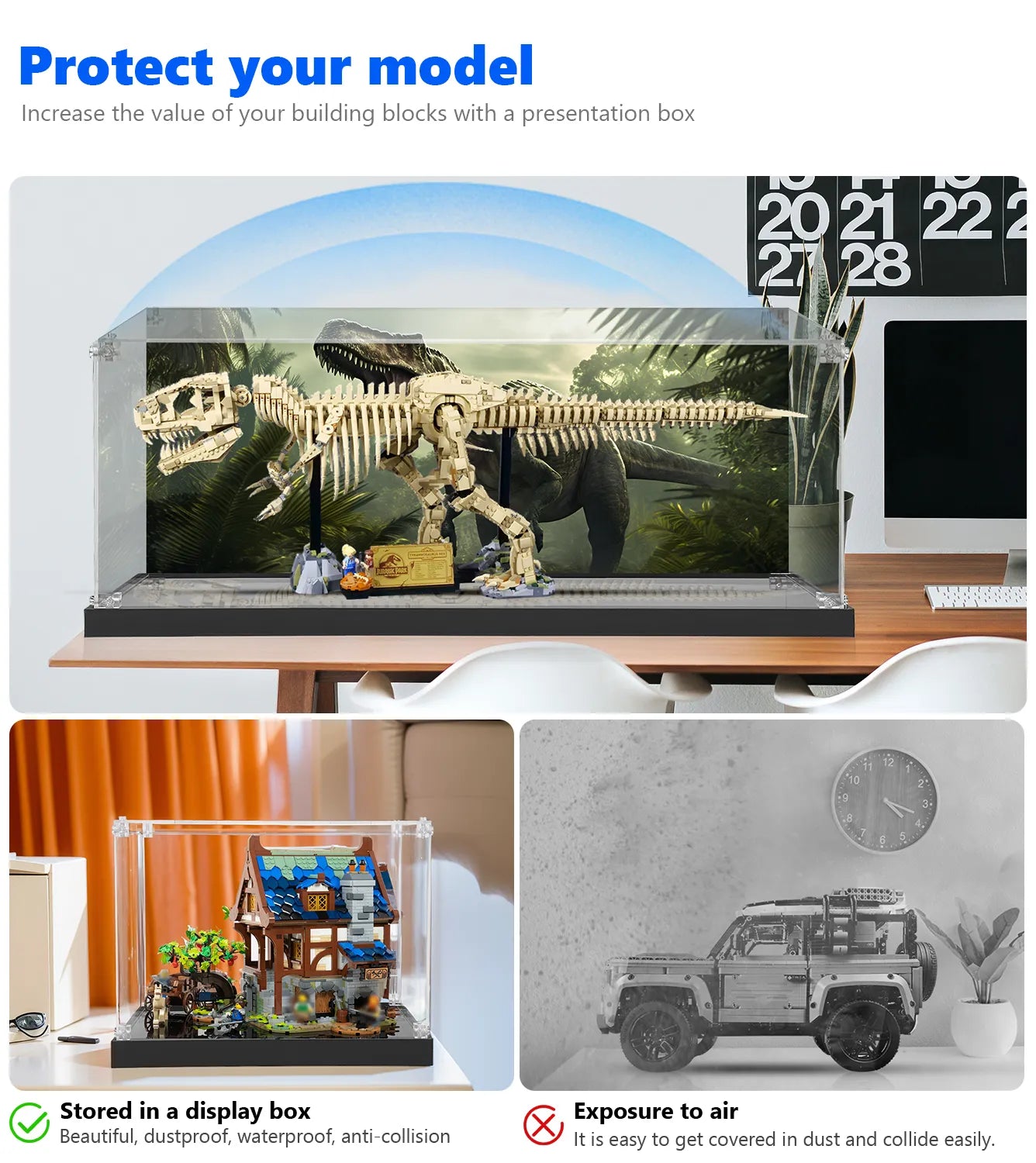 LEGO® Jurassic World™ Dinosaur Fossils Display Case for T-Rex 76968 - Premium Acrylic Showcase for Collectible LEGO Sets | Perfect for Home Decor, Office Display & Gift for LEGO Fans